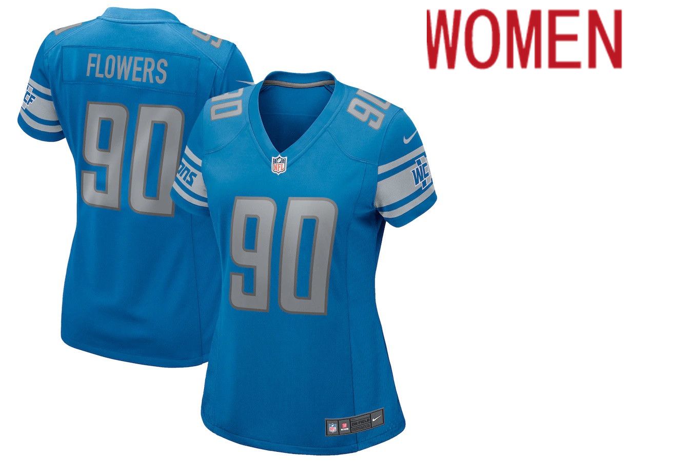 Women Detroit Lions #90 Trey Flowers Blue Nike Game NFL Jersey->women nfl jersey->Women Jersey